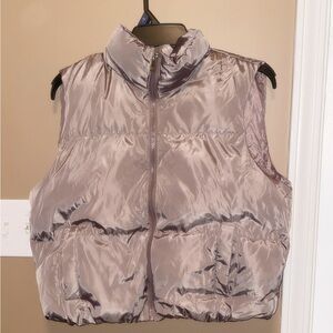 Charlotte Russe Shiny Gray Puffer Vest